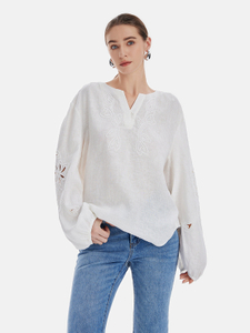 Custom Wholesale Relaxed Embroidered Hollow-Out Top