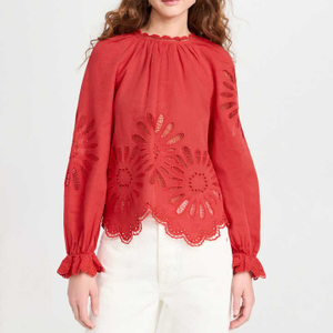 Wholesale Customized Women's Sleeves Blouse with Embroidered