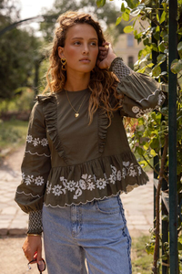 Custom Wholesale Blouse With White Embroidery