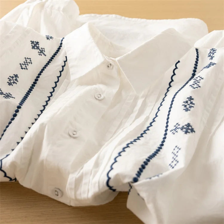 Wholesale Customized Geometric Pattern Embroidered Blouse