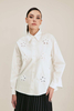 Women's Cotton Roses and Beads Applique White Shirt Factory