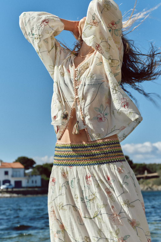 Custom Wholesale Blouse With Floral Embroidery
