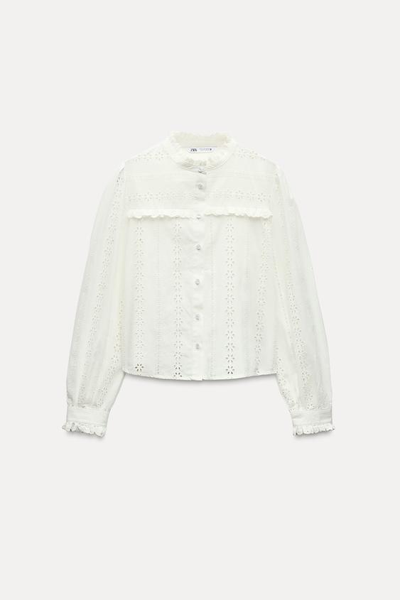 Custom Wholesale Cotton Embroidery Hallow out Shirt