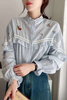 Wholesale Custom Embroidered Striped Blouse Shirt