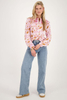 Custom Wholesale Blouse with pink floral print and embroidery