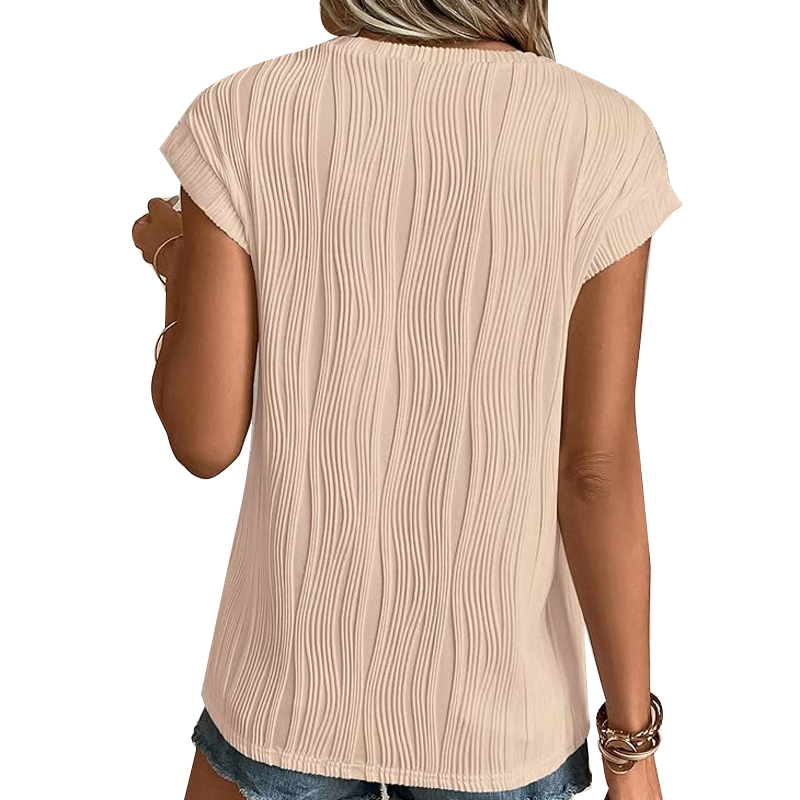 Women's Summer Going Out Tops Dressy Casual Crewneck Short Sleeve Textured Basic Cute Trendy T Shirts Tee Blouse