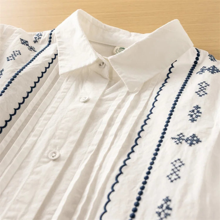 Wholesale Customized Geometric Pattern Embroidered Blouse