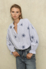 Wholesale Customized Women's Striped Fullover Embodiery Shirt