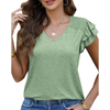 Women's 2024 Summer Basic Tops Flattering V Neckline Tee Shirts Casual Ruffle Short Sleeve V Neck T Shirts Blouses 