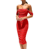 Women's Off Shoulder Sleeveless Cocktail Party Ruched Bodycon Mini Dress 