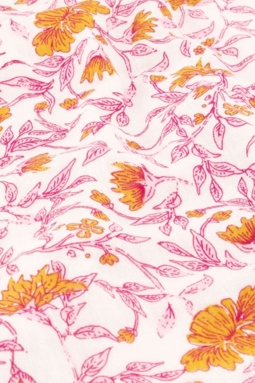 Custom Wholesale Blouse with pink floral print and embroidery
