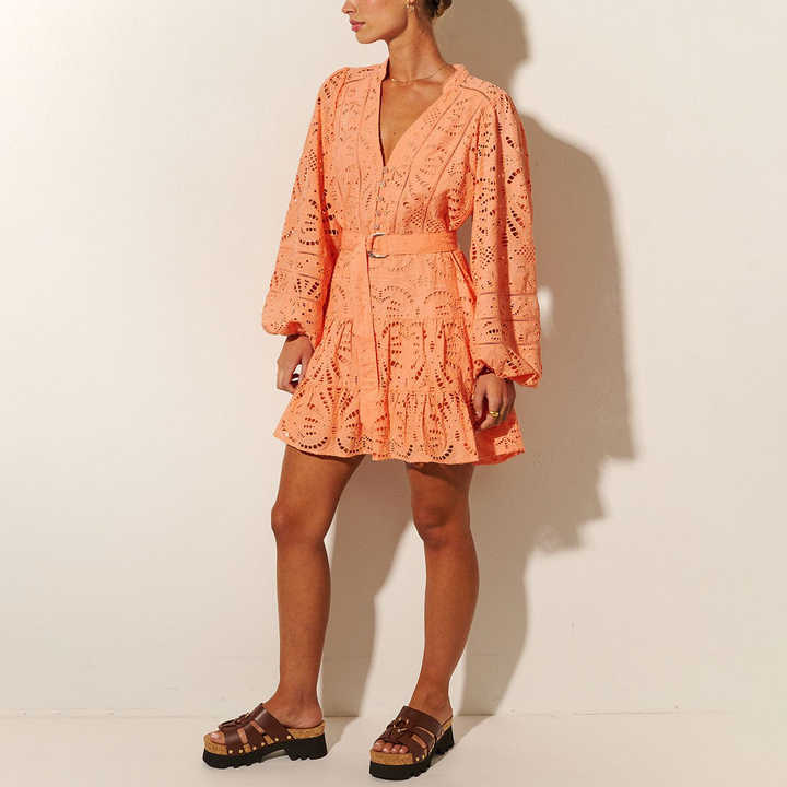 Wholesale Customized Embroidered Lace Mini Dress