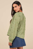 Women's Contemporary Flirt Green Embroidered Balloon Sleeve Shirt