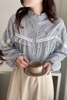 Wholesale Custom Embroidered Striped Blouse Shirt