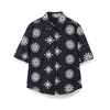 Women's Fashion Short Sleeves Button Down Shirt Eyelet Embroidery Cropped Shirt Hollow Out Lace Blouse Tops Lapel Collar Work Shirts