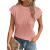 Women's Summer Going Out Tops Dressy Casual Crewneck Short Sleeve Textured Basic Cute Trendy T Shirts Tee Blouse