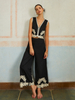 Customized Wholesale Embroidery Sleeveless Zipper Pants Set
