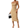 Customized Wholesale Women's Sexy Spaghetti Strap Sleeveless Bodycon Midi Dress 