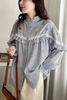 Wholesale Custom Embroidered Striped Blouse Shirt