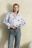 Wholesale Customized Women's Striped Fullover Embodiery Shirt