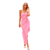 Women's Summer Long Formal Cocktail Dress Strapless Tube Asymmetrical Flowy Ruffle Maxi Fitted Bodycon Dresses