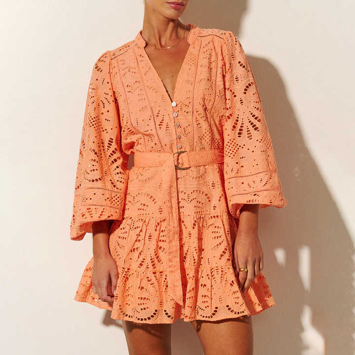 Wholesale Customized Embroidered Lace Mini Dress