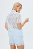 Women's Blue Cashew Nut flower Hallow out Laser Embroidery Shirts Sets Manufacturer