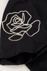 Custom Wholesale Beige Floral Embroidery Black Blouse