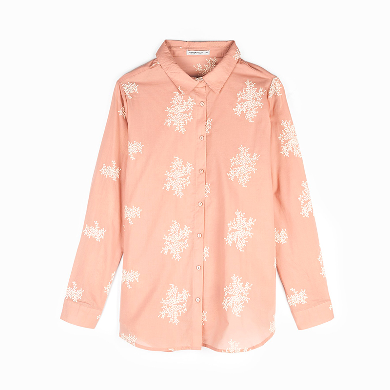 Women's Fashion Floral Fullover Embroidery Shirt with Button, Lapel Collar 