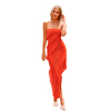Women's Summer Long Formal Cocktail Dress Strapless Tube Asymmetrical Flowy Ruffle Maxi Fitted Bodycon Dresses