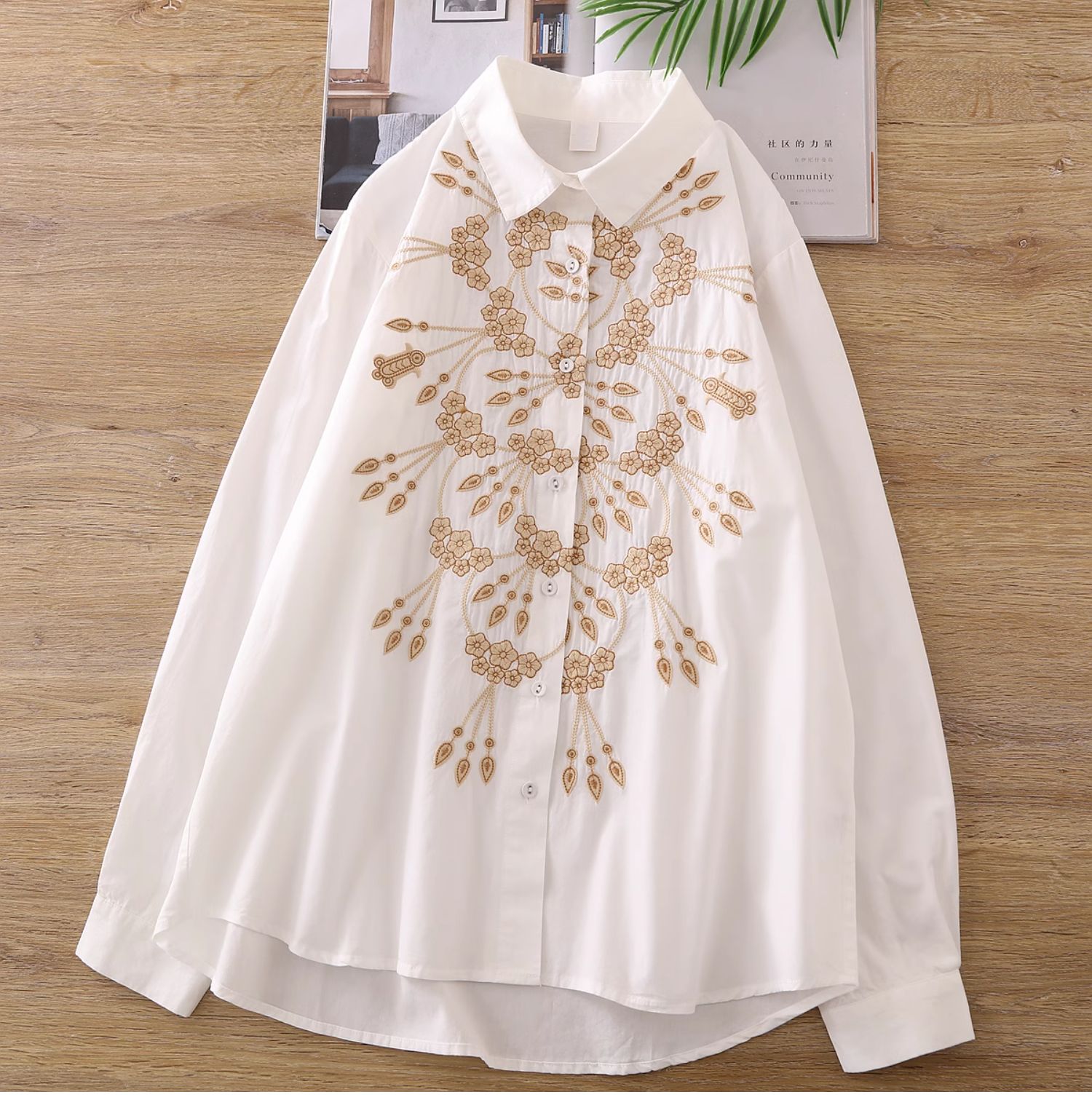 Customized Wholesale White Embroidery Shirt