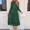 Women's Fall Midi Dress Long Sleeve Floral Smocked Elegant Wedding Guest Long Flowy Dresses