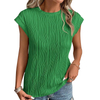 Women's Summer Going Out Tops Dressy Casual Crewneck Short Sleeve Textured Basic Cute Trendy T Shirts Tee Blouse