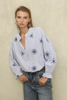 Wholesale Customized Women's Striped Fullover Embodiery Shirt
