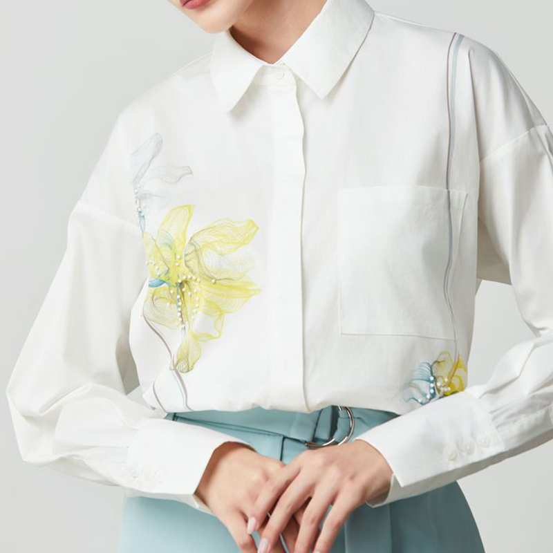 Women's Floral Print Collar Shirt