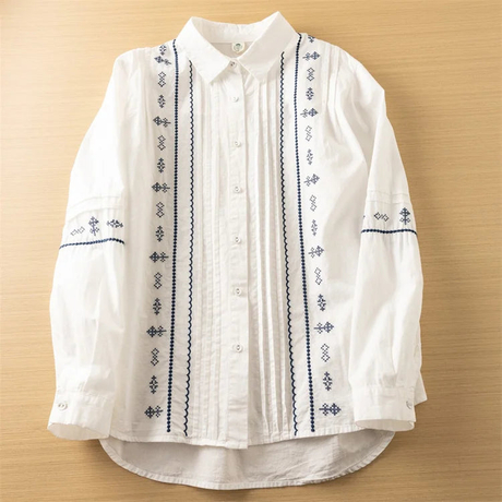 Wholesale Customized Geometric Pattern Embroidered Blouse