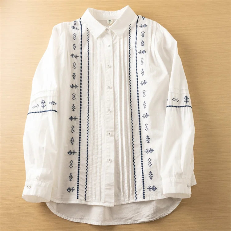 Wholesale Customized Geometric Pattern Embroidered Blouse