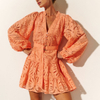 Wholesale Customized Embroidered Lace Mini Dress
