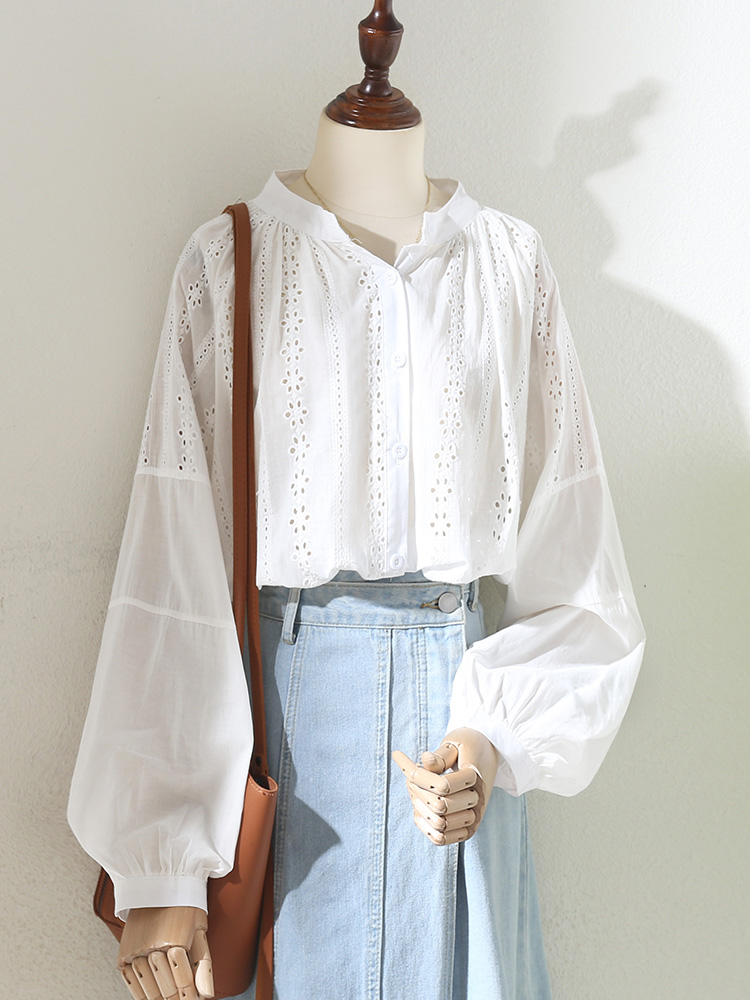 Customized Wholesale Eyelet Embroidery Hallow out Shirt