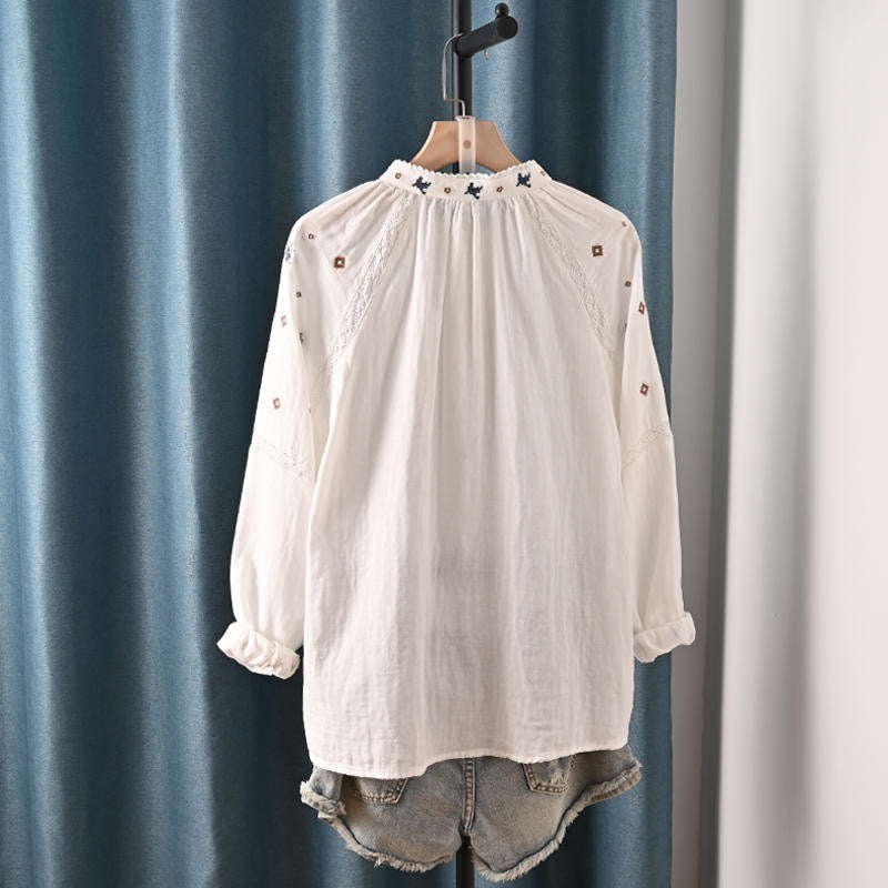 Customized Wholesale White Shirt with Embroidery