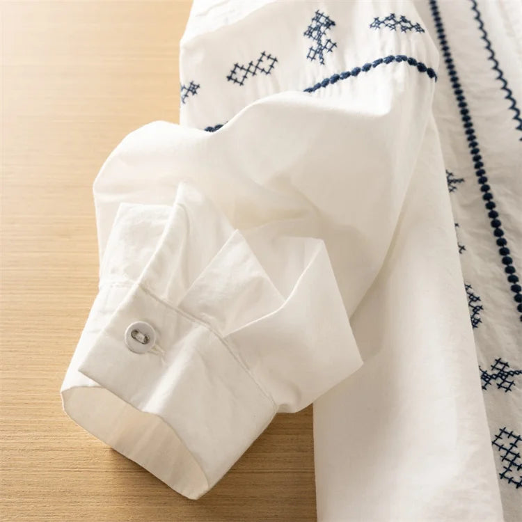Wholesale Customized Geometric Pattern Embroidered Blouse